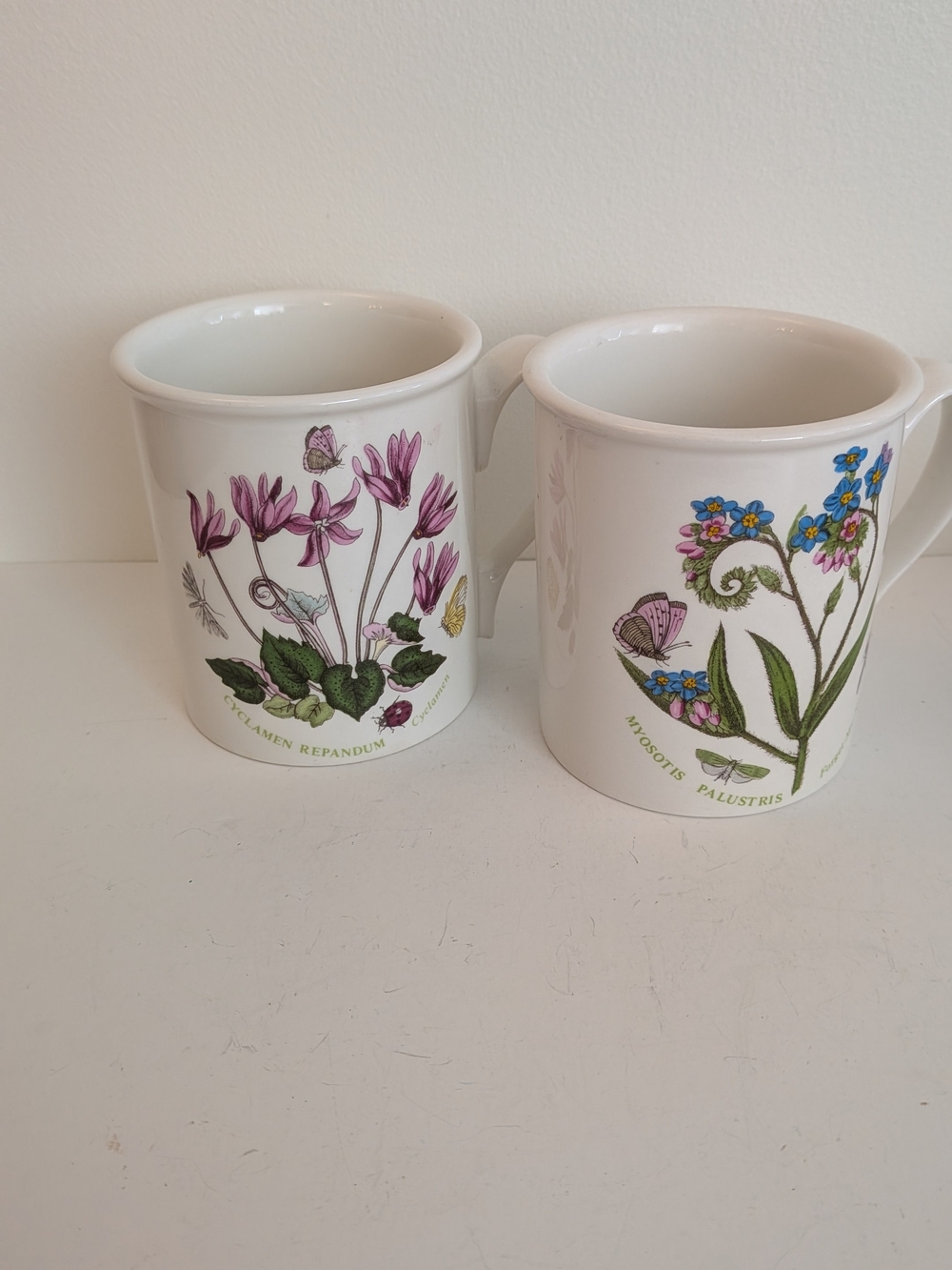 Vintage Portmeirion Botanical Garden England Floral Mugs Spring Sowbread